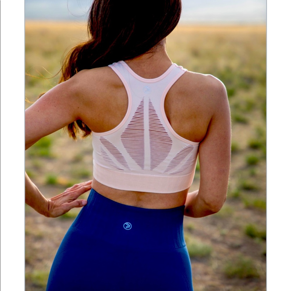 Tahiti Sports Bra in Olive Green. Cut outs in the front and diamonded in back